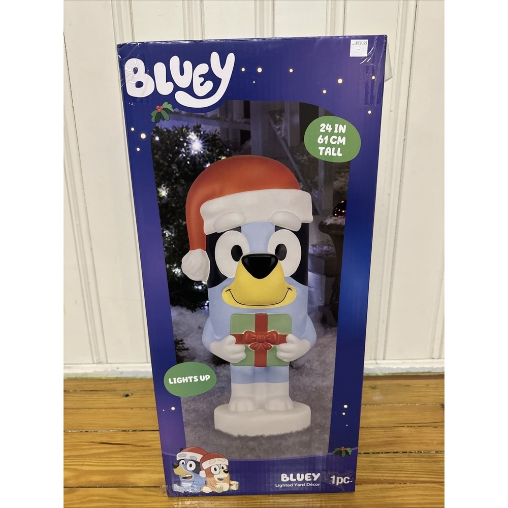 Bluey LED Lighted Christmas Blow Mold 24" Gift Box Present Holiday Light Decor
